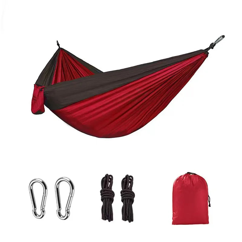 Portable Outdoor Camping Hammock 1-2 Person Go Swing Hanging Bed Ultralight Tourist Sleeping Hammock Canvas Material