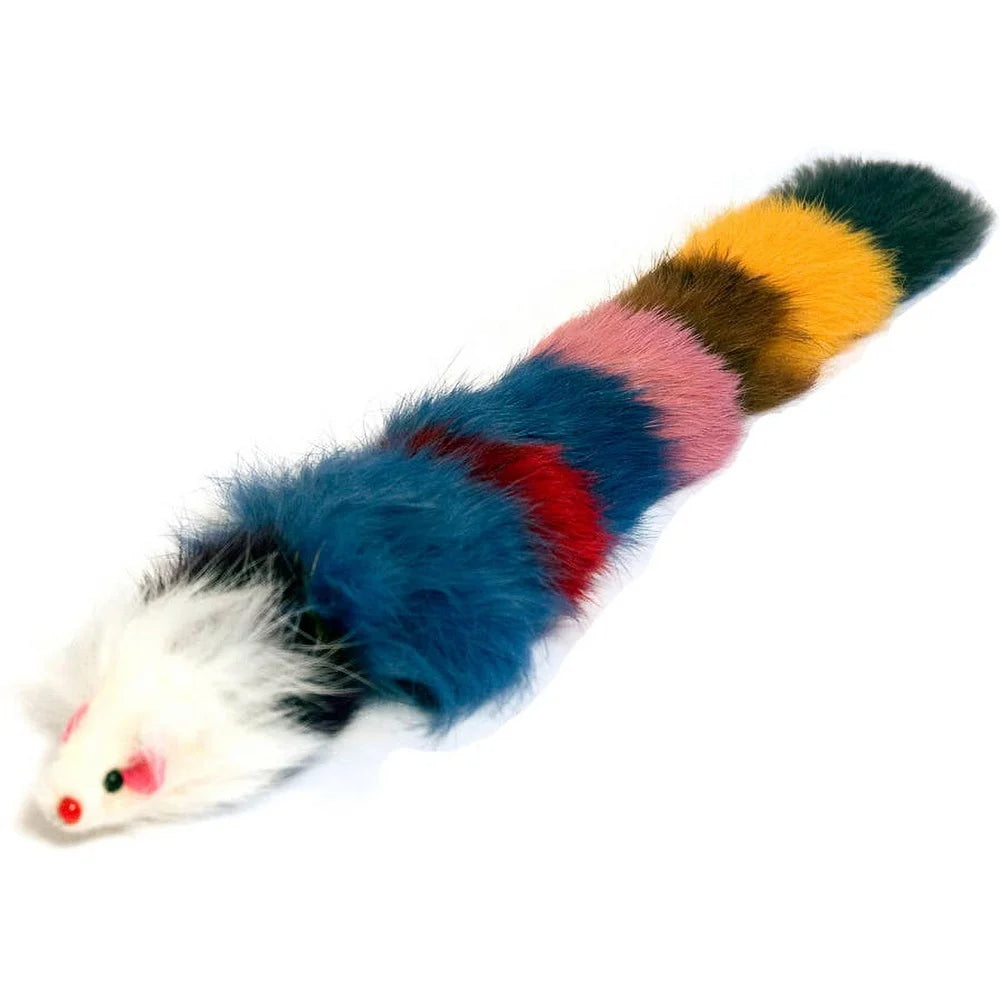 Multi-Colored Fur Weasel Toy Cats Tear-Resistant Interactive Hunting Plaything Entertaining Pet Accessory Perfect Indoor Fun