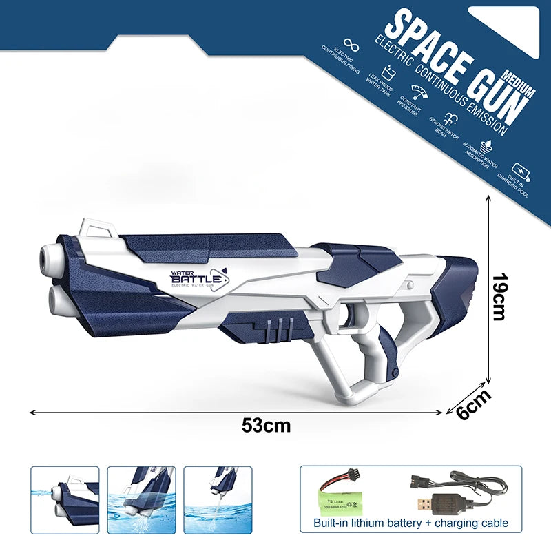 Water Pistol Electric Water Gun Launch Children Summer Fully Automatic Continuous High Pressure Guns Rechargeable Splashing Toys