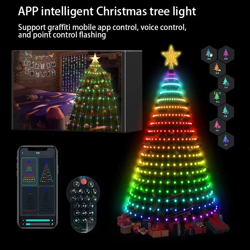 2.1M LED Christmas Tree Light Multi-color Animated Light Show with 400LED Remote Control and Application To Control Music