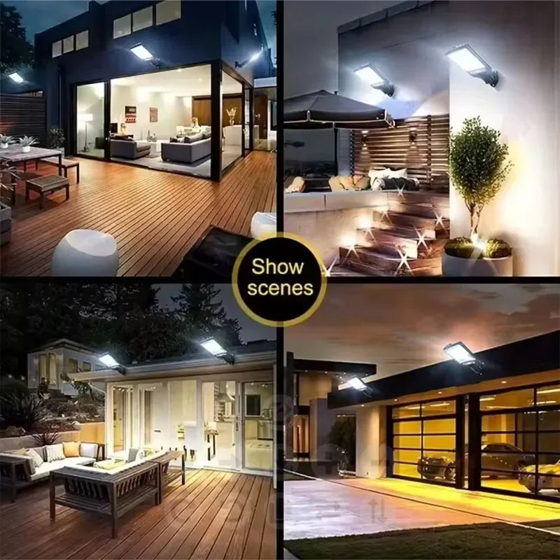 108/117COB Sensor Street 3 Light Modes Outdoor Waterproof Security Solar Lamps for Garden Patio Path Remote Control Wall Lights