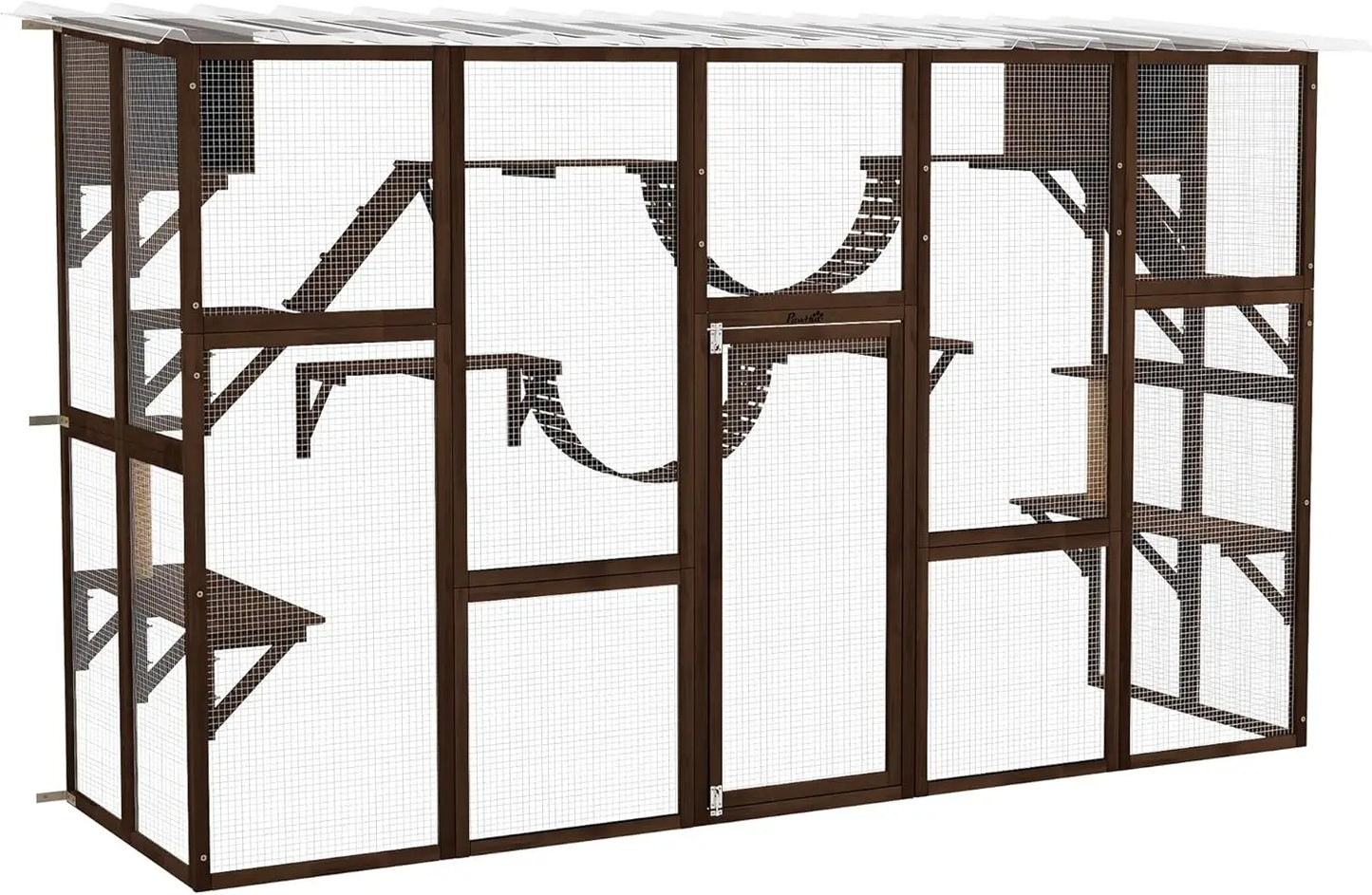 Cat Cage, Catio Playground Cat Window Box Outside Enclosure, Outdoor Cat House with Weather Protection Roof for Multiple
