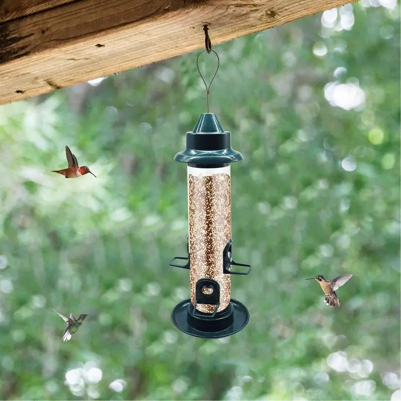 Wild Bird Food Dispenser Wild Birds Outdoor Feeder With Loop Garden Yard Decoration Feeding Station With Weatherproof Roof For