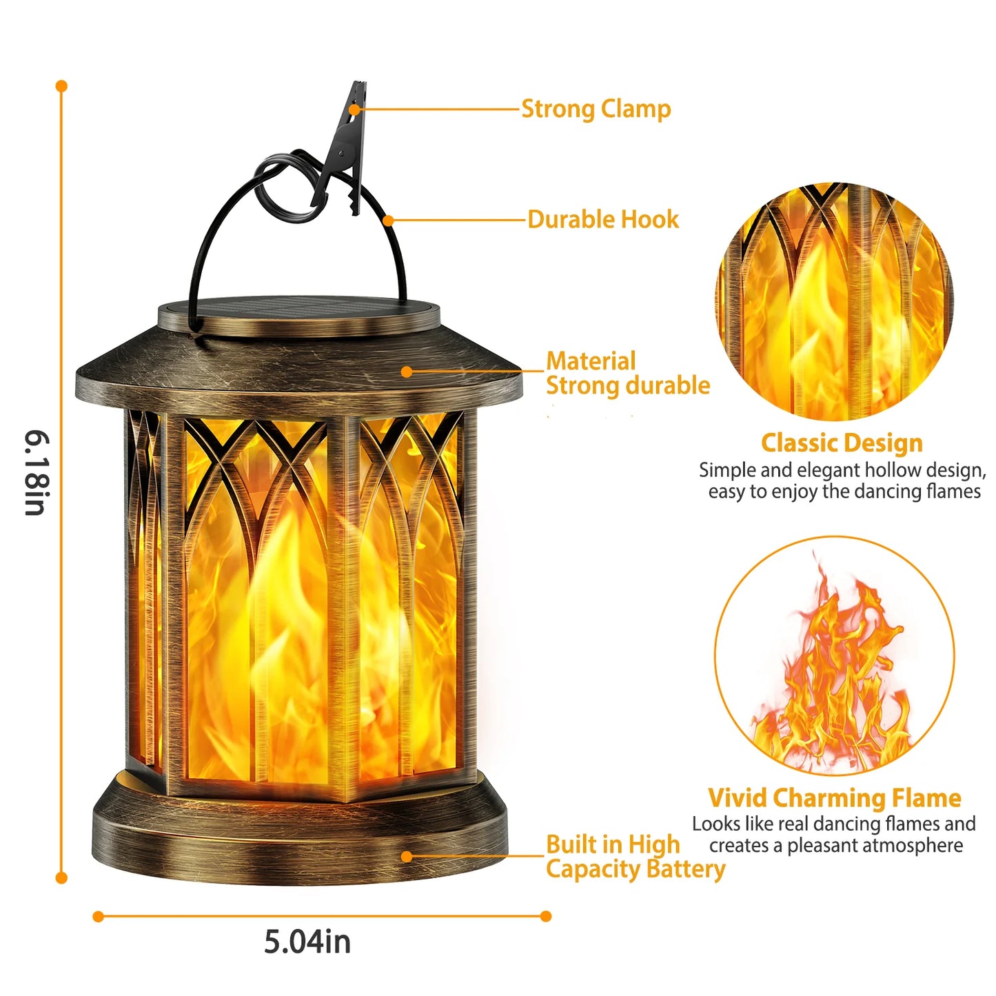 2 Pack Upgraded Flickering Flame Solar Lanterns Lights Outdoor