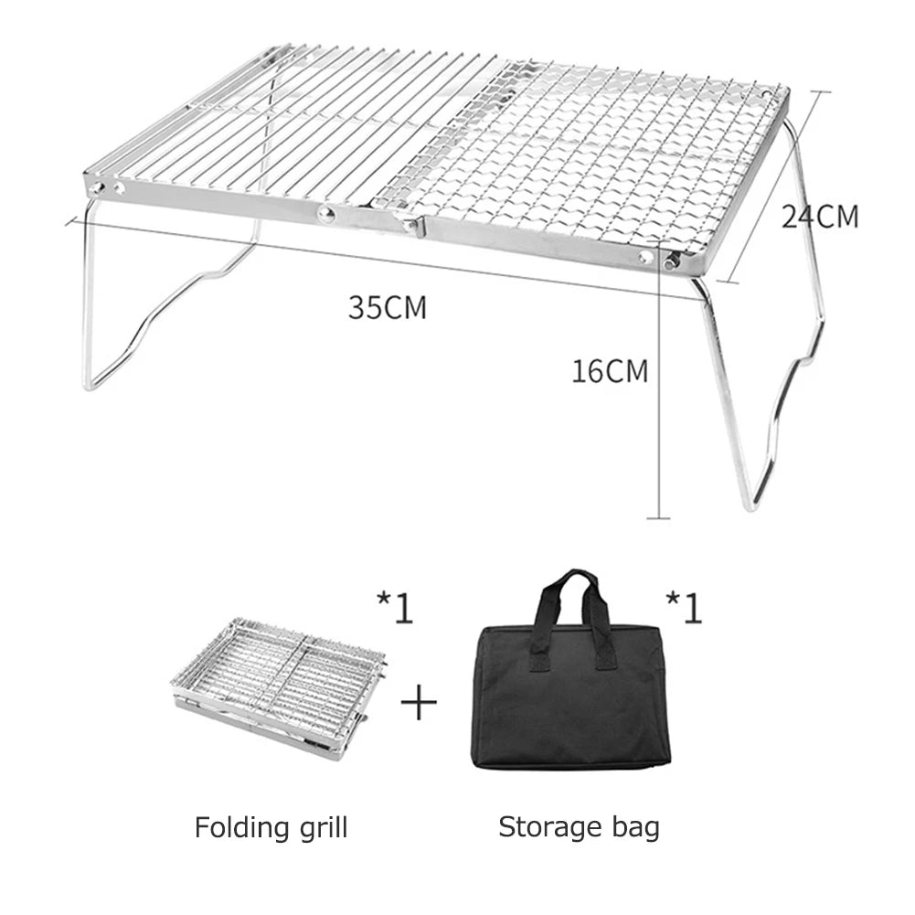 Stainless Steel Camping Pot Holder Portable Gas Stove Bracket Folding Camping Stove Stand with Storage Bag for Outdoor Travel