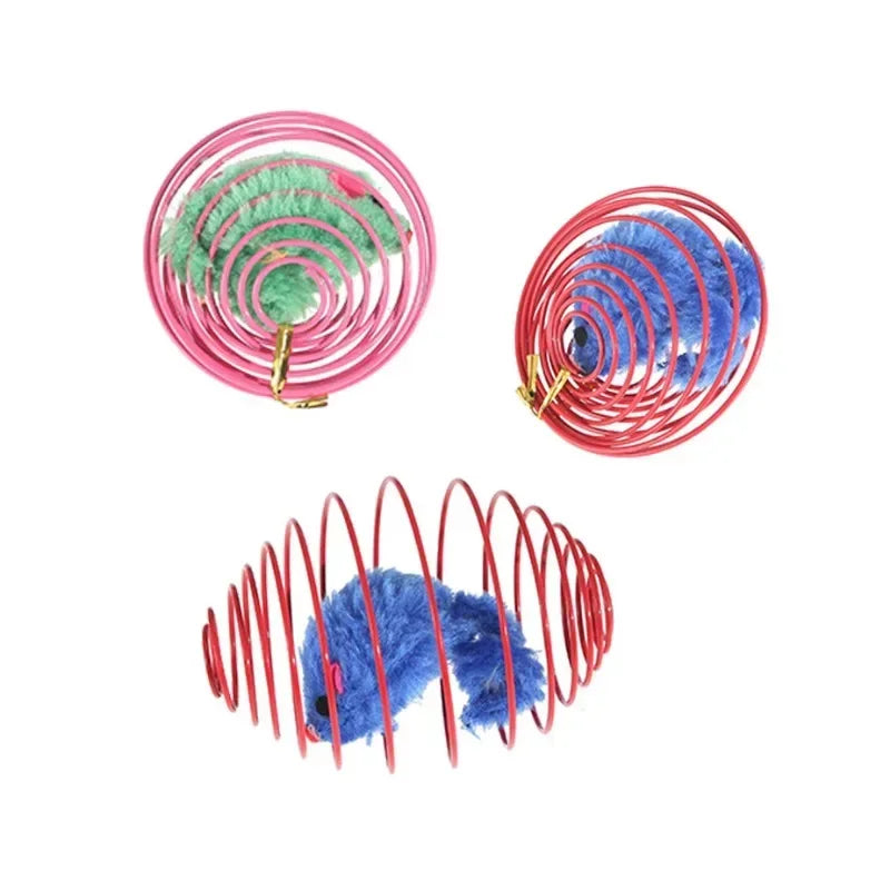 Cat Toy Balls Funny Stretchable Kitten Springs Toys Interactive Caged Rats Rolling Cat Balls