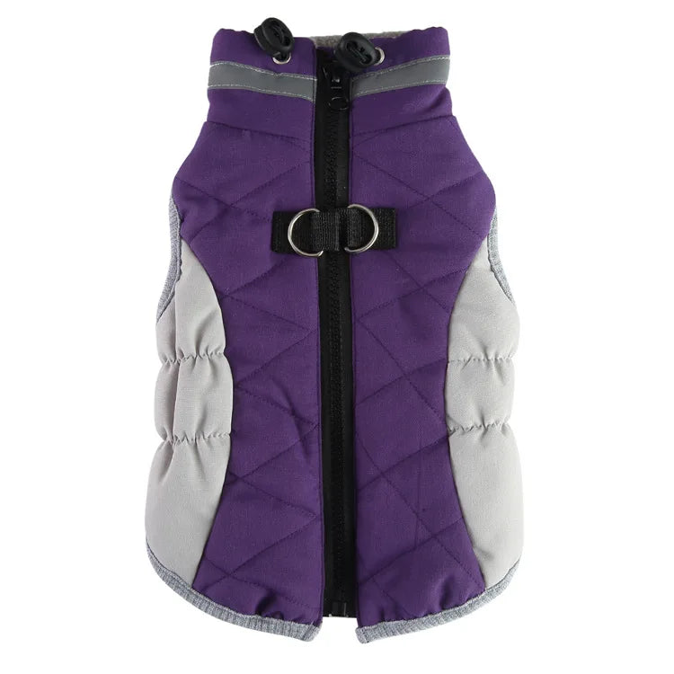 Pet Cotton Clothes 2022 New Winter Dog Clothes Patchwork Zipper Jacket Warm Thickened Polyester Fabric Pet Towing Clothes DZ259