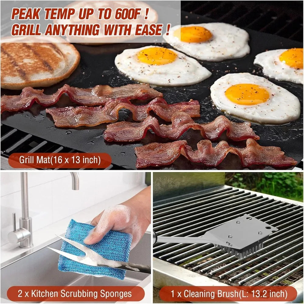 122PCS Men's BBQ Gift, Father's Day, Christmas, BBQ Set BBQ Grill Outdoor BBQ Blackstone