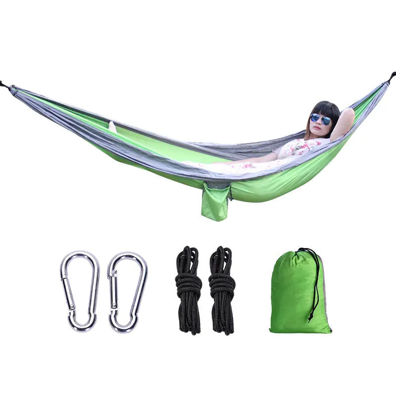 Portable Outdoor Camping Hammock 1-2 Person Go Swing Hanging Bed Ultralight Tourist Sleeping Hammock Canvas Material