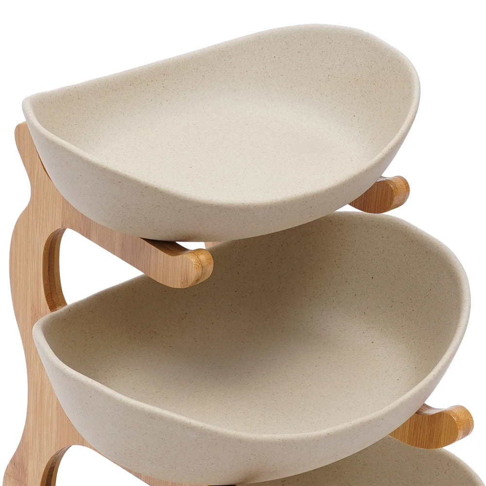 Three Layer Ceramic Fruit Plate Modern Style Bowls Fruit Vegetable Basket Holder For Home Living Room