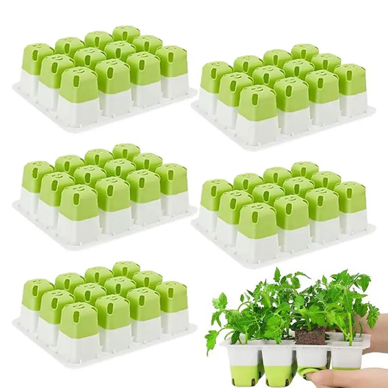 Greenhouse Seed Starter Tray Seedling Box with Adjustable Ventilator Cover Plant Germination Transplant 12-Cell TPE Nursery Pot