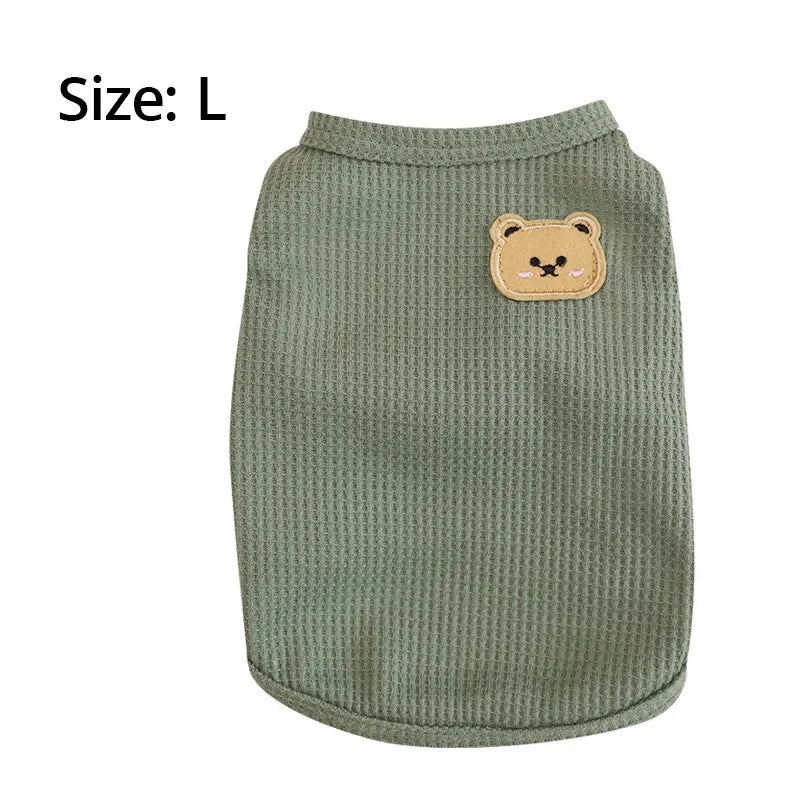 1pc Green Bear Vest Pet Dog Clothes Cat Solid T-shirt Clothing Dogs Thin Small Fashion Chihuahua Summer Breathable