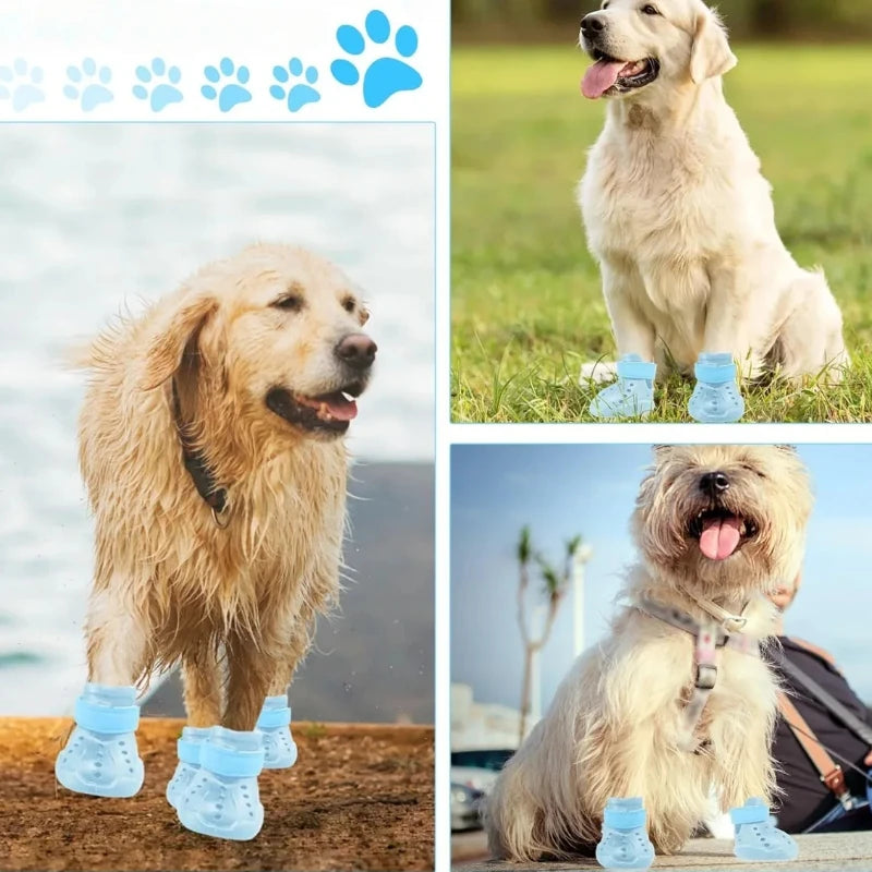 Reflective Strip Design Dog Shoes Animal Sandals for Hot Pavement Outdoor Dog Boot Non-Slip Waterproof Dog Booties EVA Pet Shoes