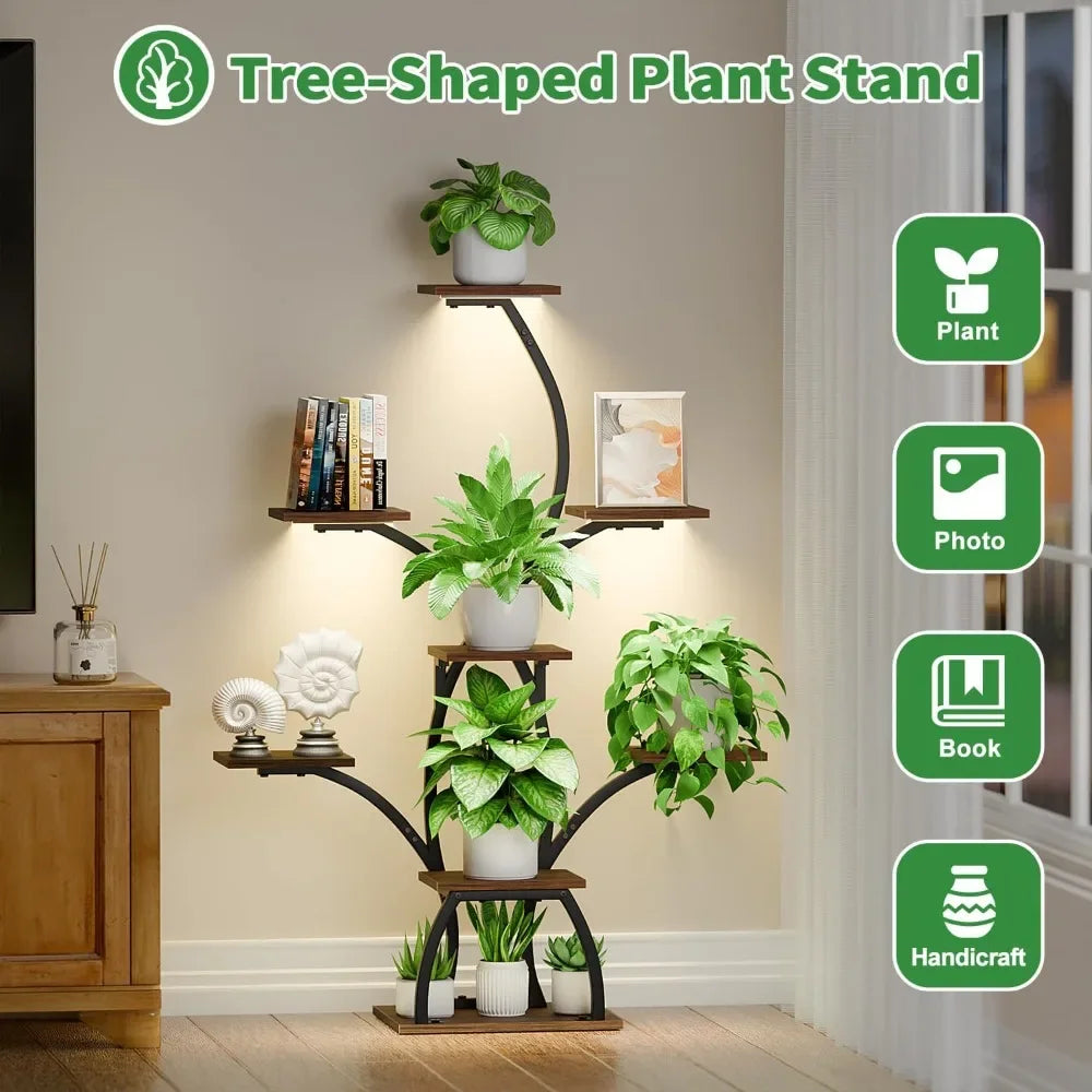 Plant Stand Indoor with Grow Lights, 6Tiered Plants Shelf Indoor,50"Corner Plants Stands for Indoor Plants, Lighted Plant Holder