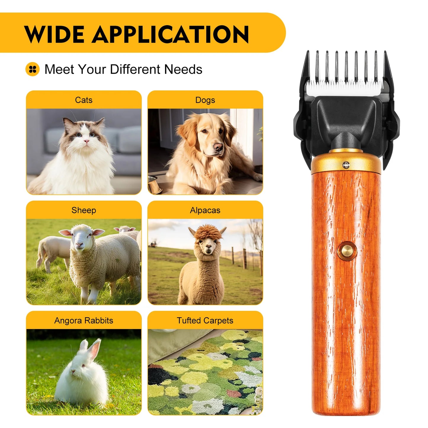 Sheep Shears Animal Clipper Wood Electric Sheep Goat Clipper Shears Wool Shearing for Rabbit Dog Animal Farm 55W