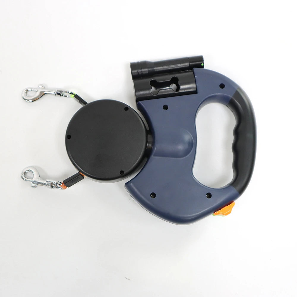 Automatic retractable two-end pet leash Dog leash with flashlight one tow two easy to walk your dog