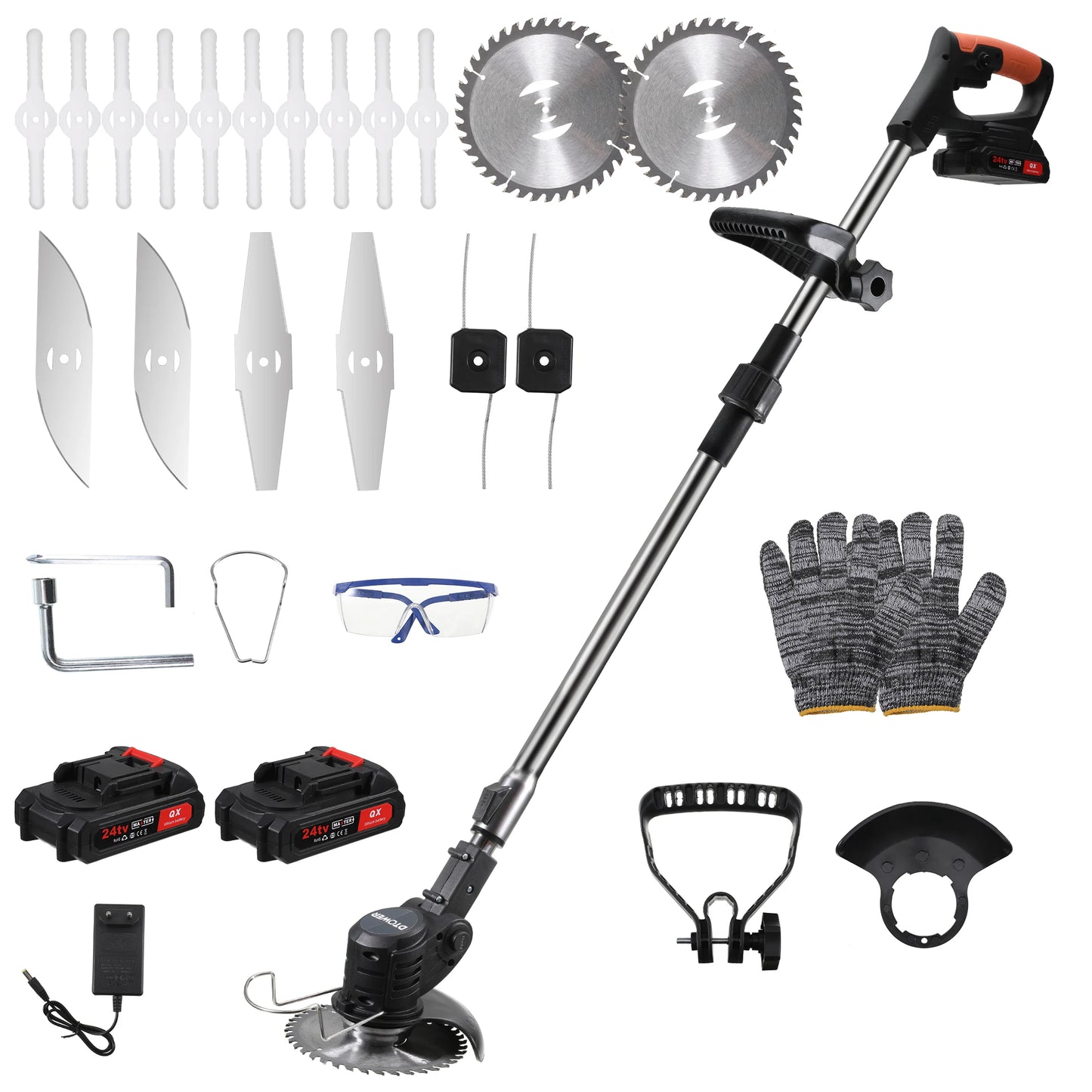 Electric Lawn Mower Weed Wacker Foldable Grass Trimmer Lithium Battery Weeder Cordless Garden Adjustable Foldable Cutte