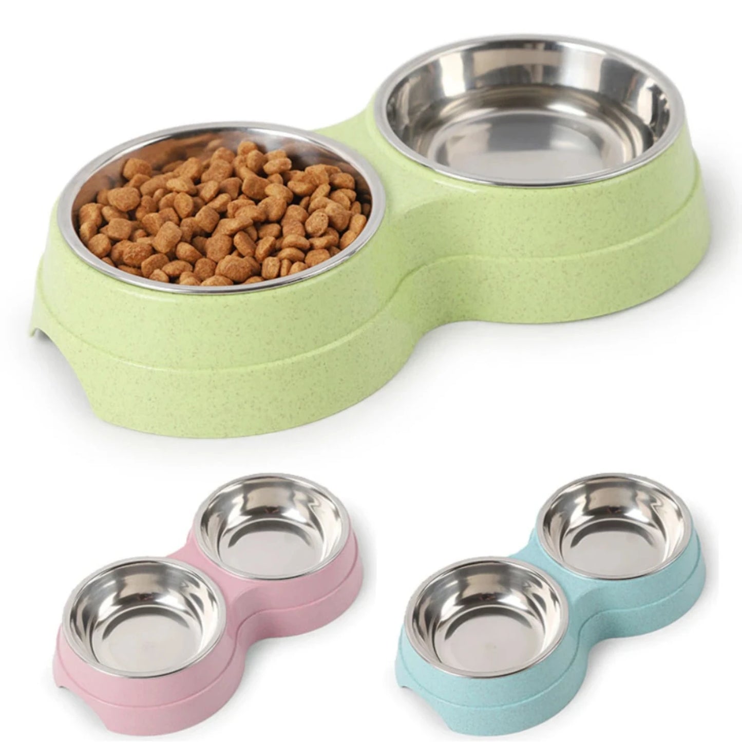 Cat and Puppy pet Feeding Supplies Two bowls Dog food water Feeding bowl Stainless steel pet drinking dish Small dog accessories