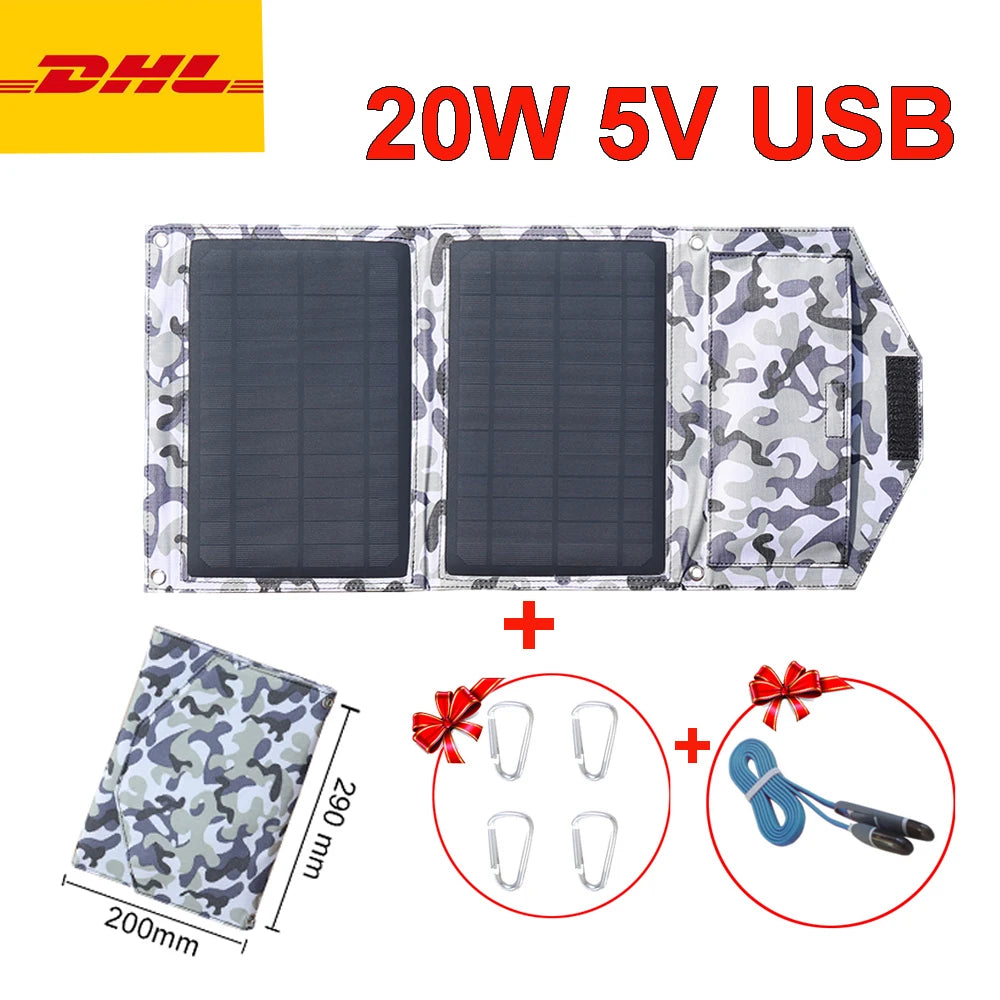 30w solar panel foldable 5v usb power portable solar mobile phone charger power bank camping hiking backpack outdoor DHL ship