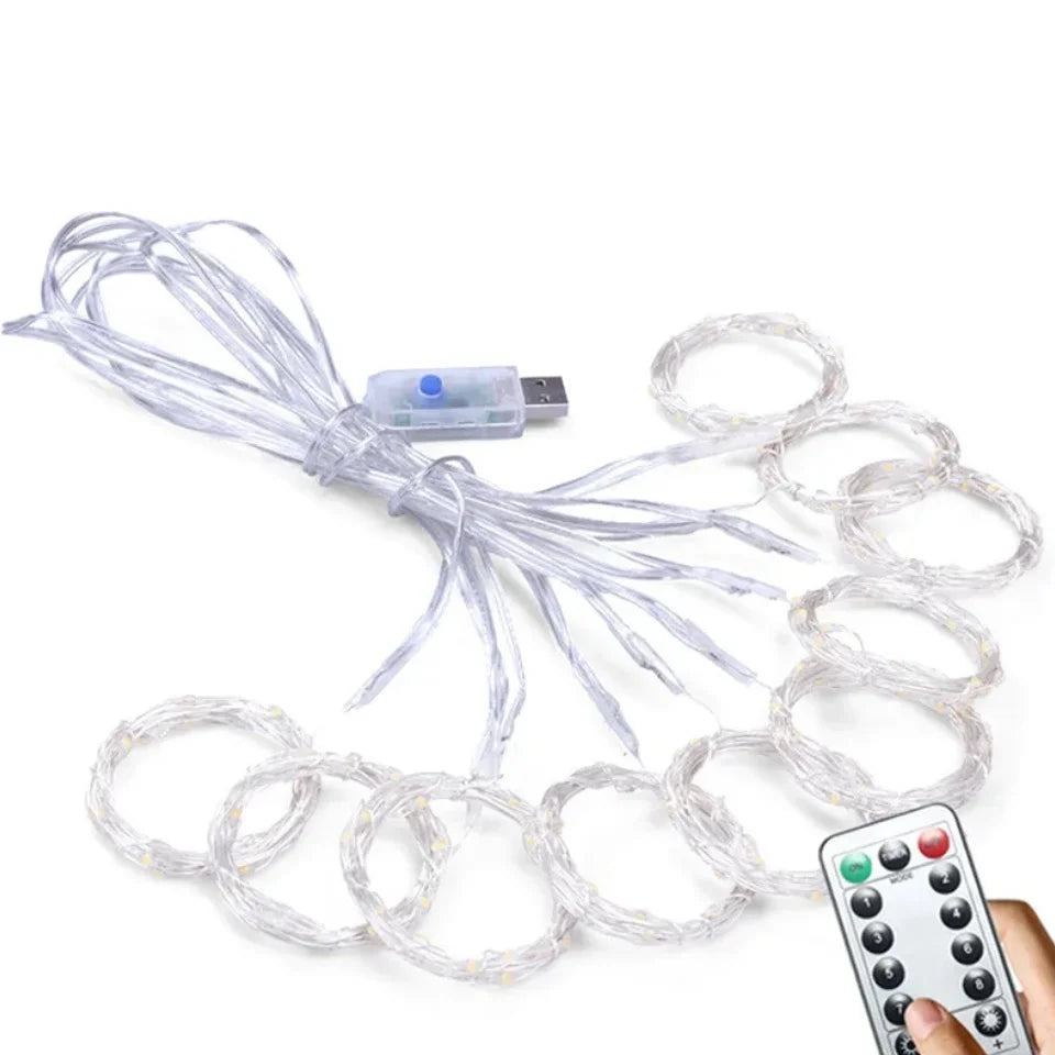 Remote-Controlled 300 Led Fairy Lights – USB String with 8 Modes for Bedroom Decor (White)