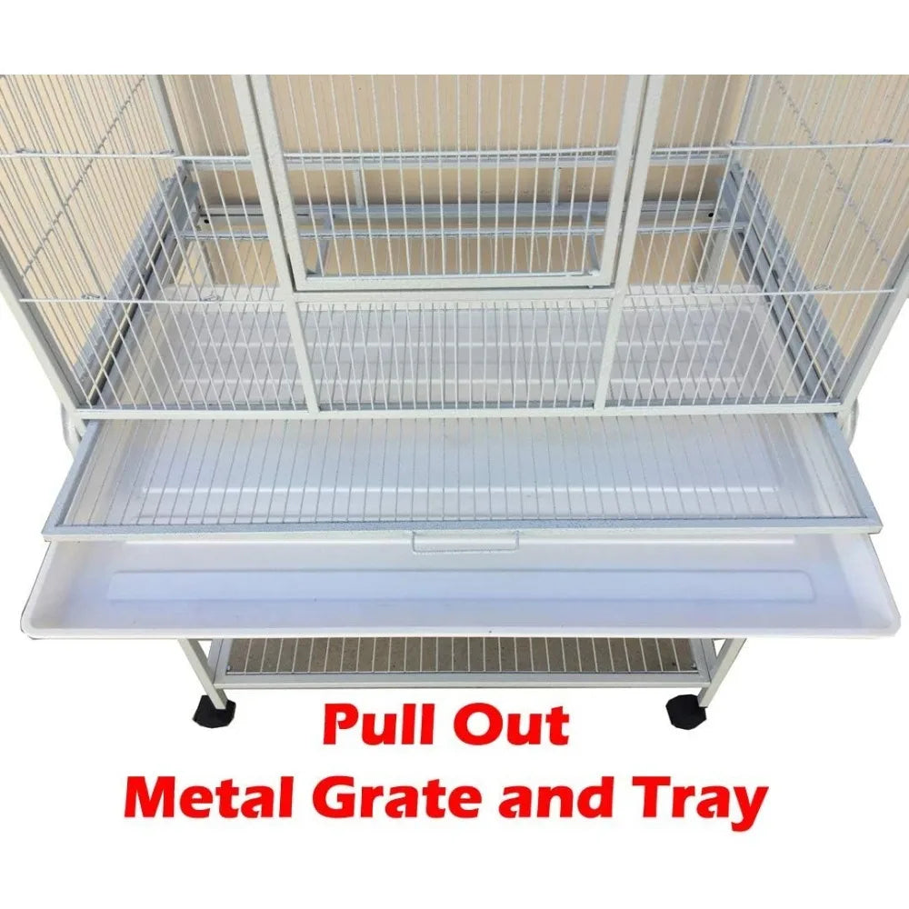 Pet Product Large Wrought Iron Breeding Bird Flight Cage Front Feeder Doors Side Breeding Nest Box Door Easy Clean Pull Out Tray