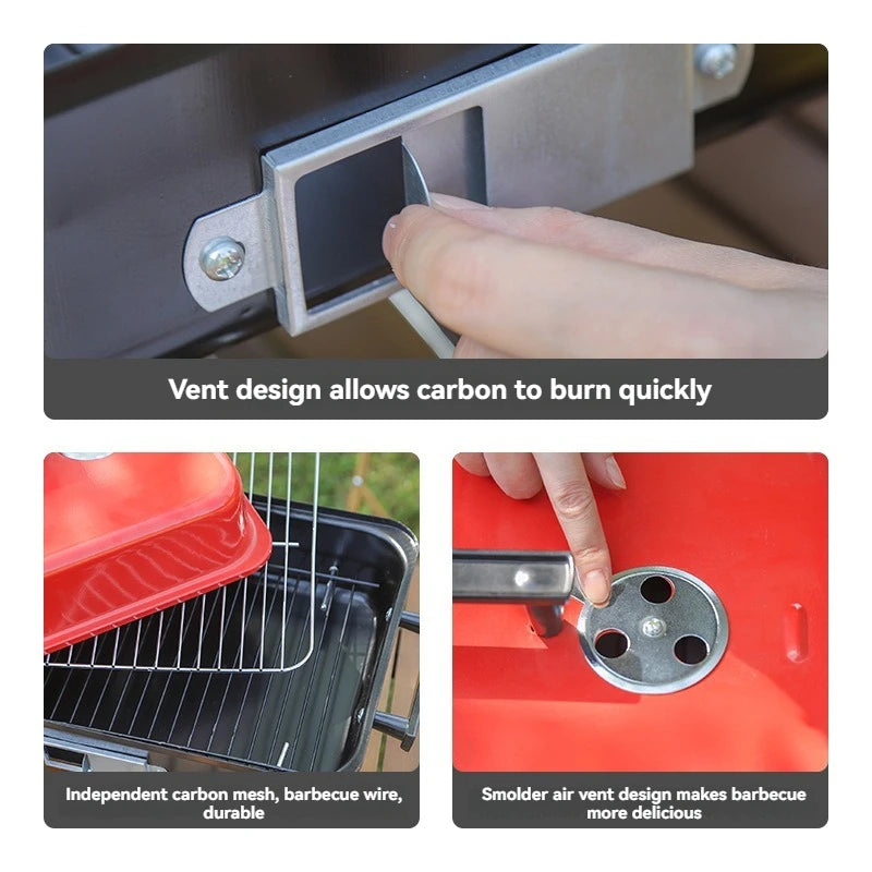 Lightweight Carbon Grill With Cover, Portable Folding Home Barbecue Grill, Barbecue Stove, Outdoor Portable Bbq Grill