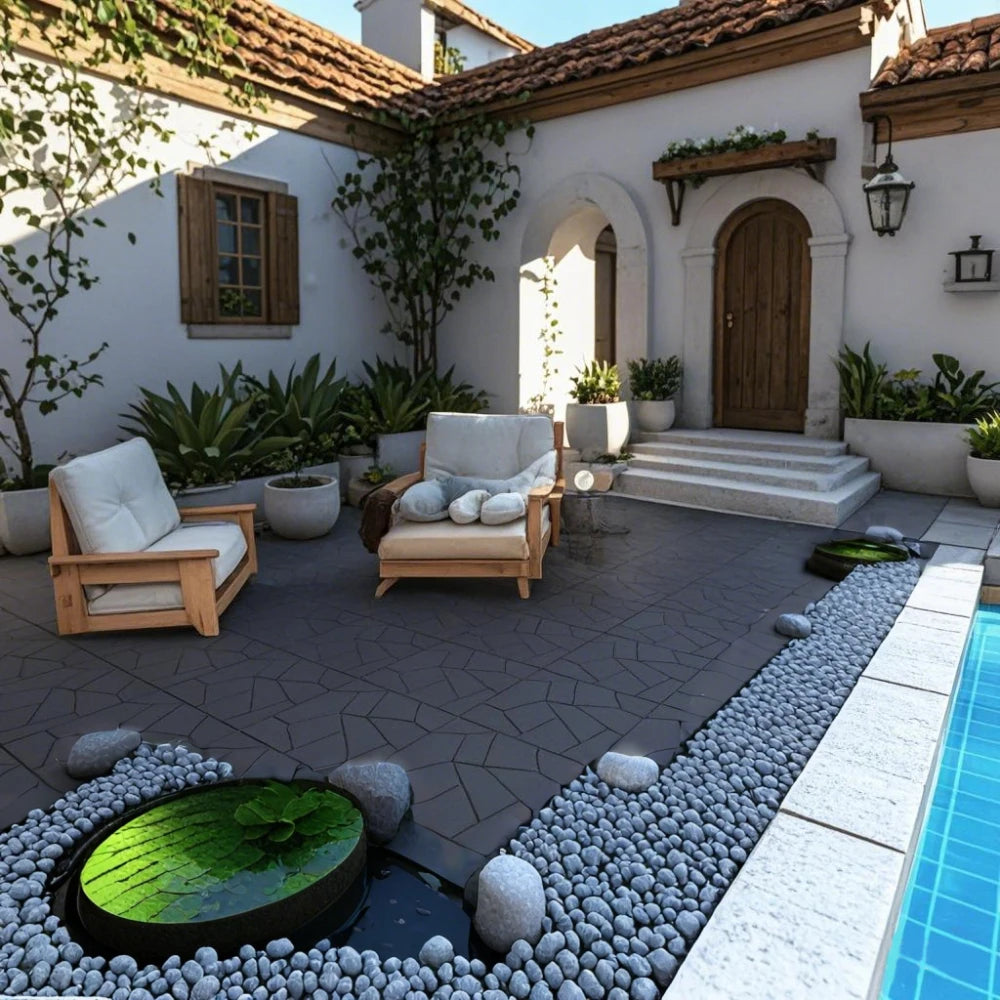 Stone Style 12" Patio Deck Tiles, DIY Module Interlocking Decking Tiles Floor Tile Outdoor and Indoor,Easy and Quick