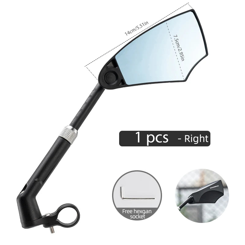 ROCKBROS Bike Rear View Mirror Reflector Adjustable Rotatable Handlebar Mirror For Mountain Road Bike Motorcycle Scooter Safety