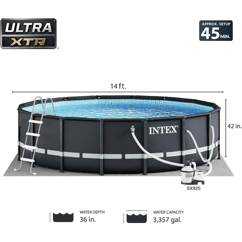 INTEX Above-Ground Swimming Pool Set, Ultra XTR 14ft x 42in with Sand Filter Pump & Ladder