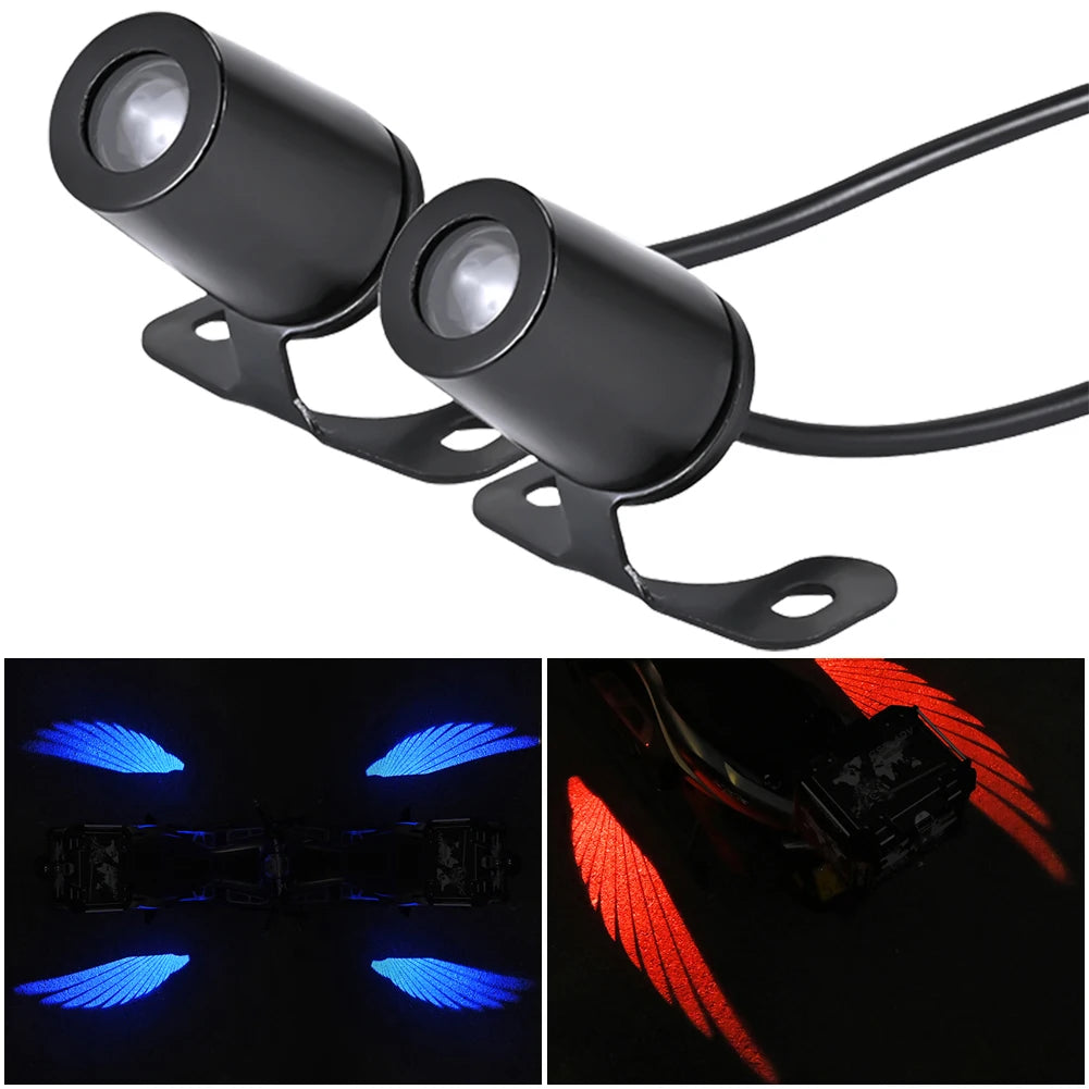 2Pcs Angel Wings Projection Lights Super Bright LED Welcome Light 8-30V LED Carpet Underglow Motorcycle Modified Decorative Lamp