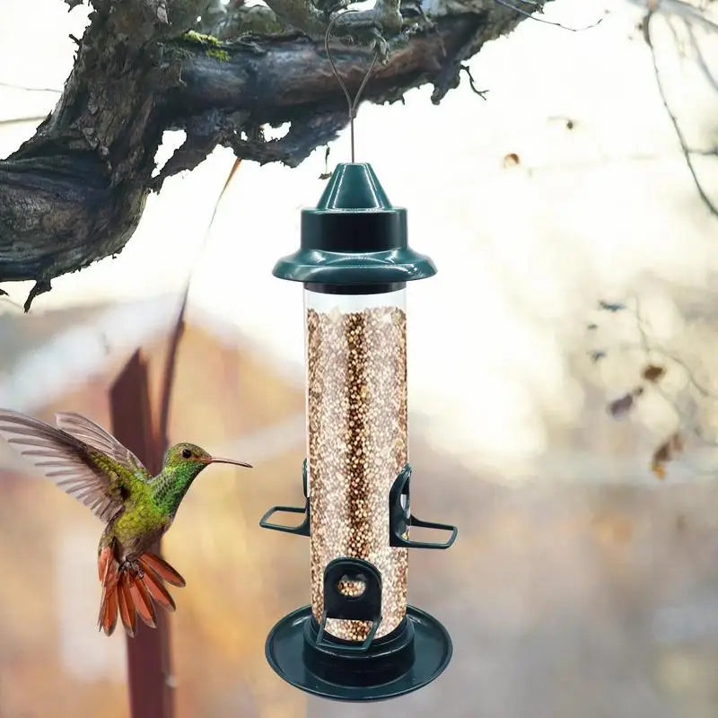 Wild Bird Food Dispenser Wild Birds Outdoor Feeder With Loop Garden Yard Decoration Feeding Station With Weatherproof Roof For