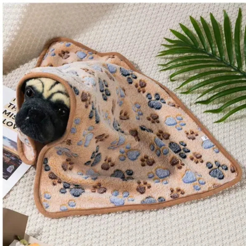 S-L Thin Pet Blanket Winter Dog Bed Mat Foot Print Warm Sleeping Hamster Rabbit Beds Coral Fleece Dog Blanket Bed Warm Cat Beds