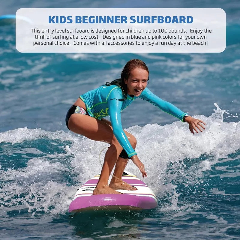 6’ FUNBOARD Surfboard Softboard Foam - Include (3) Fins 6’ Foot Leash and (2) Wood Stringers