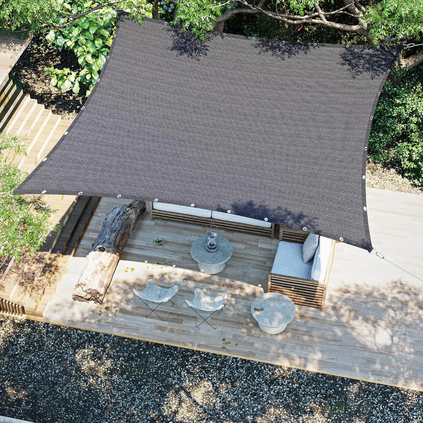 20X20 FT Shade Fabric Sun Shade Cloth, Outdoor Shade Cover Privacy Screen with Grommets & D-Ring for Patio Garden Pergola, Grey