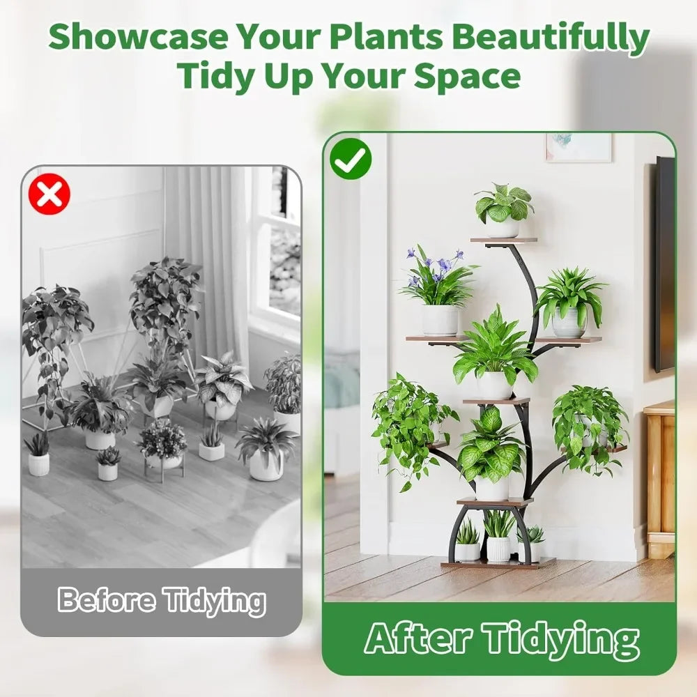 Plant Stand Indoor with Grow Lights, 6Tiered Plants Shelf Indoor,50"Corner Plants Stands for Indoor Plants, Lighted Plant Holder