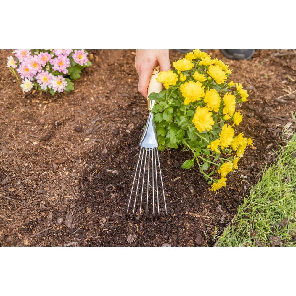 9 Piece Stainless Steel Gardening Tool Set Ergonomic Wood Handles Durable Rust Resistant Tools Indoor Outdoor Gardening
