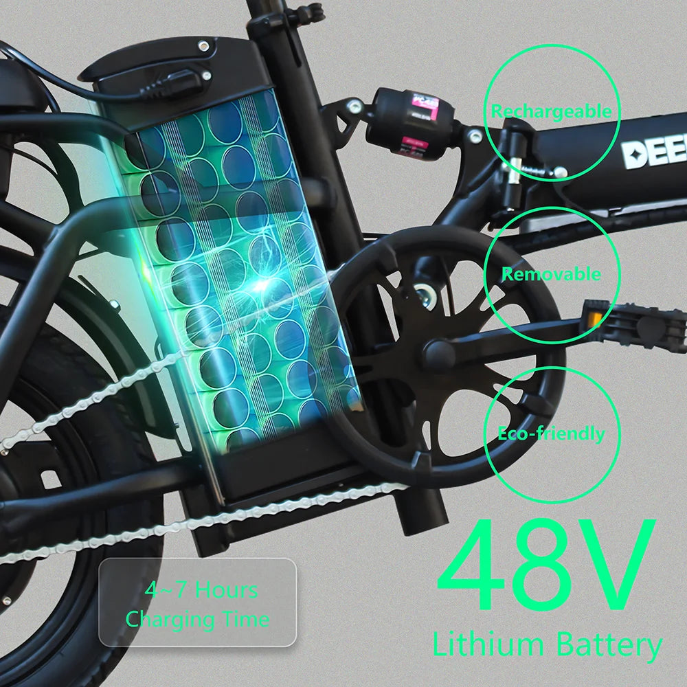 14 inch Electric Bike Folding 400W 48V 10AH 15AH Adults Ebike City Bicycle LED Turn Signal Lights 5 Shock Absorption