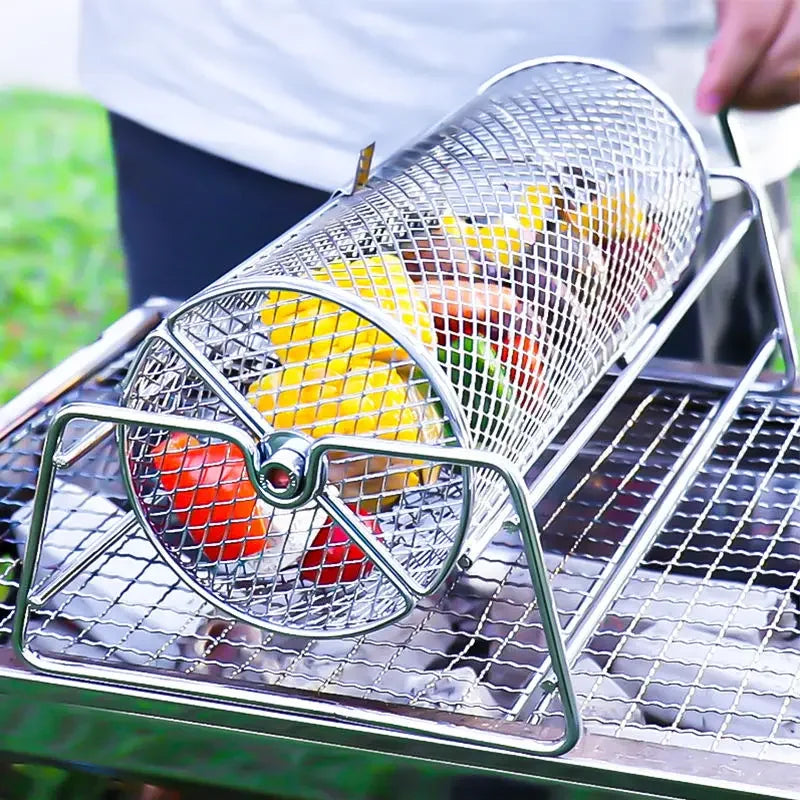 Outdoor grill, mesh grill, barbecue grill, barbecue basket, roll grill, outdoor grill