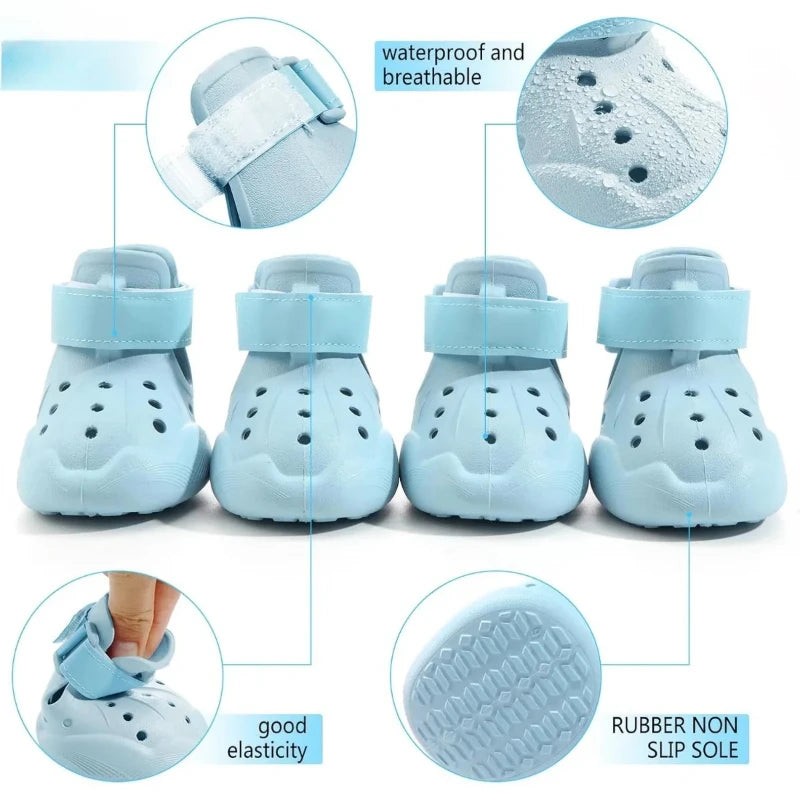Reflective Strip Design Dog Shoes Animal Sandals for Hot Pavement Outdoor Dog Boot Non-Slip Waterproof Dog Booties EVA Pet Shoes