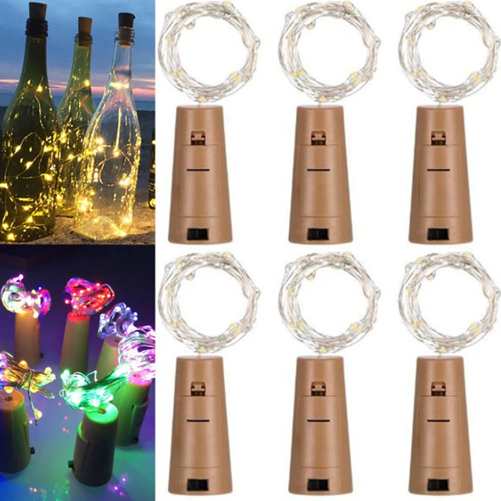 ZK30 6pcs LED 2M outdoor waterproof color 20 LED light string wine bottle decorative light wedding Christmas garden decoration