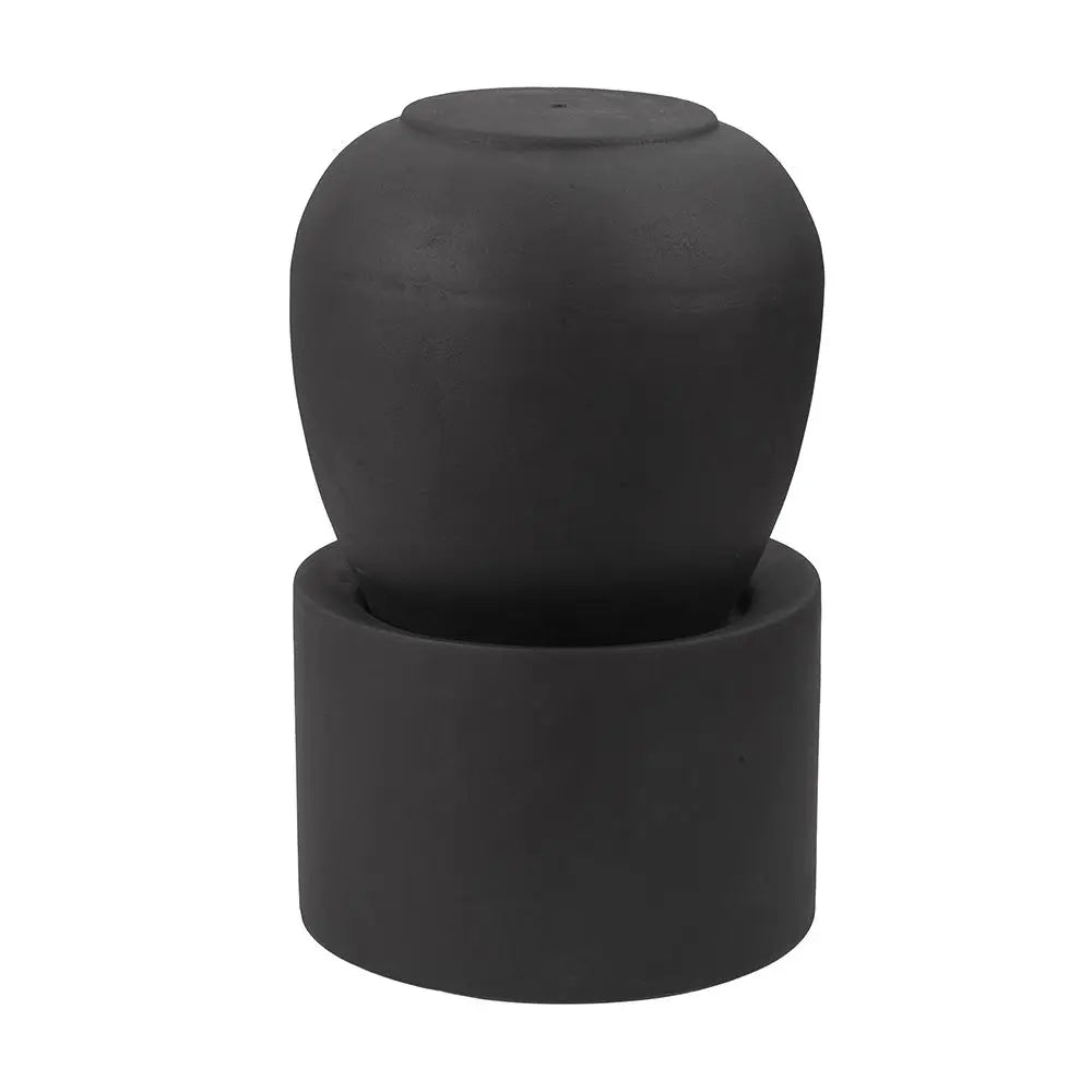 19.5x19.5x32.5" Heavy Outdoor Cement Fountain Black, Cute Unique Urn Design Water feature For Home Garden, Lawn, Deck & Patio