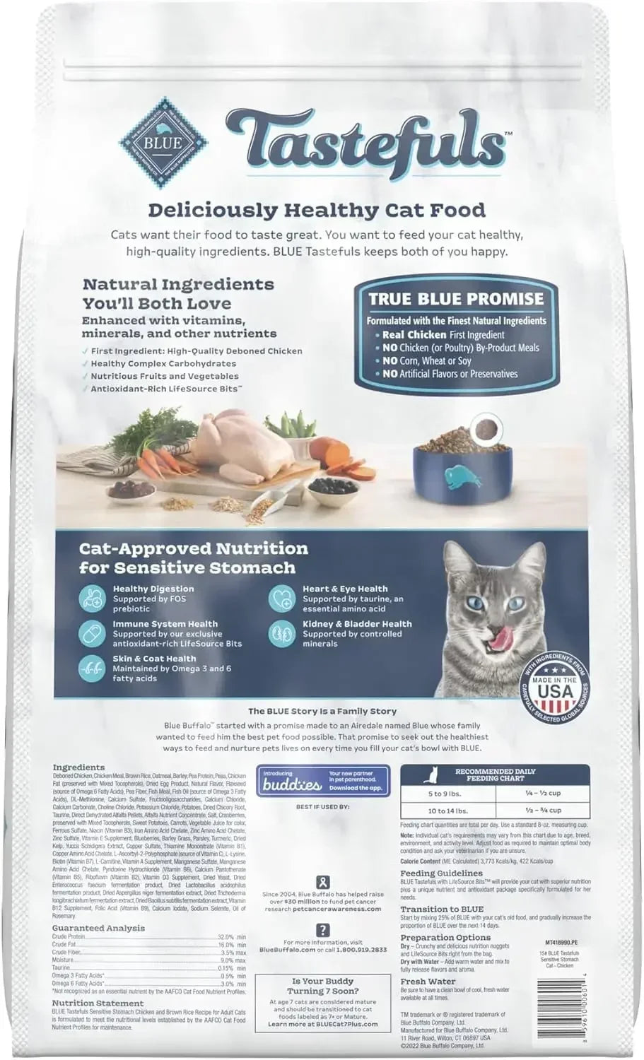 Home.Blue Buffalo Tastefuls Sensitive Stomach Natural Adult Dry Cat Food, Chicken 15lb bag