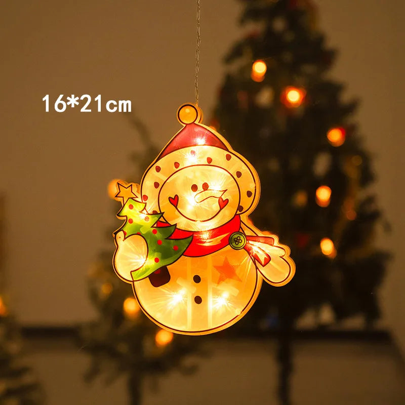 Santa Claus Led Lights, Curtains,Store Window Hanging Suction Cup Lamps,Holiday Party Decorations,Christmas Tree Lights