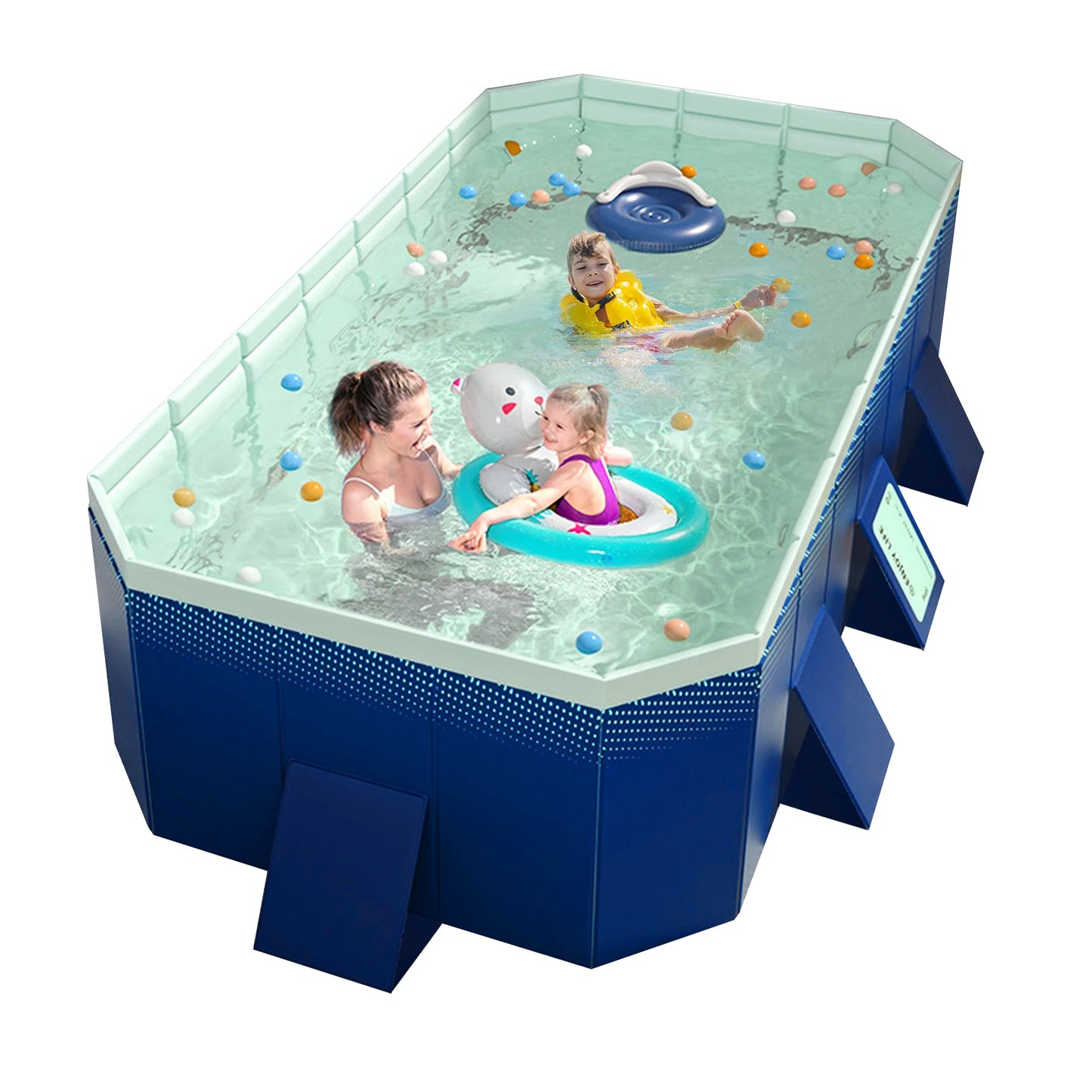 Foldable Kids Pool - Collapsible PVC Swimming Pool with Quick Drain,No Inflation Needed for Indoor/Outdoor Water Play & Ball Pit