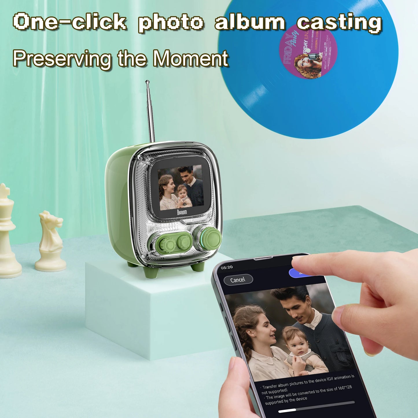 Divoom Tiivoo-2 Portable Bluetooth Speaker with FM Radio,Pixel Art Retro Mini Small Cute Wireless Speaker,Vintage Decor