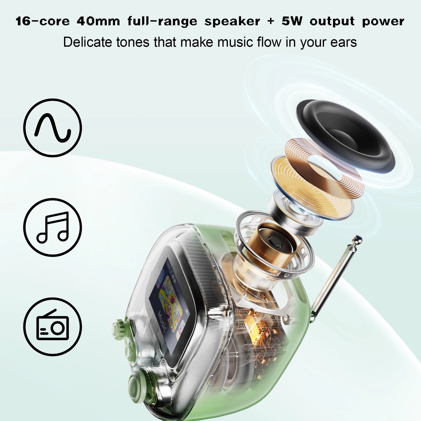 Divoom Tiivoo-2 Portable Bluetooth Speaker with FM Radio,Pixel Art Retro Mini Small Cute Wireless Speaker,Vintage Decor