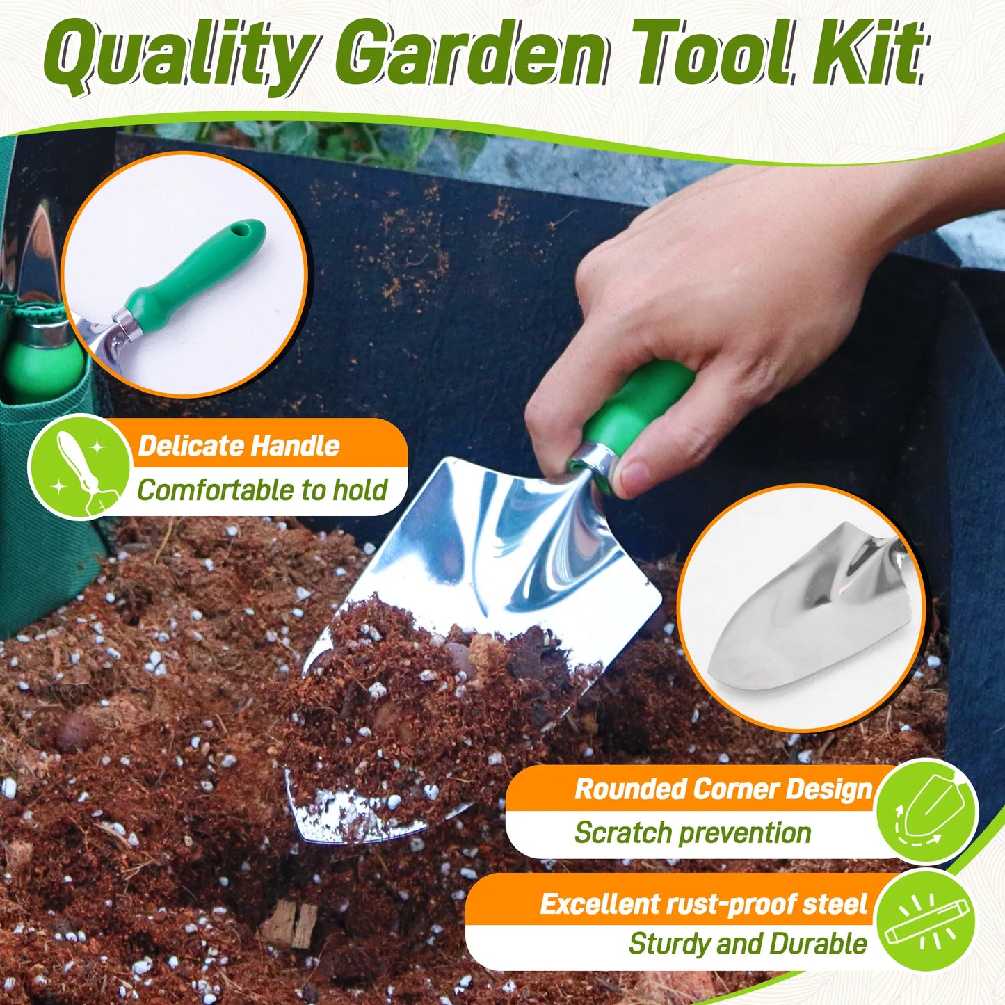 11pcs Garden Tool Set | Gardening Tools With Organizer HandBag, Ideal For Digging Planting Pruning - Quick and EZ Shop
