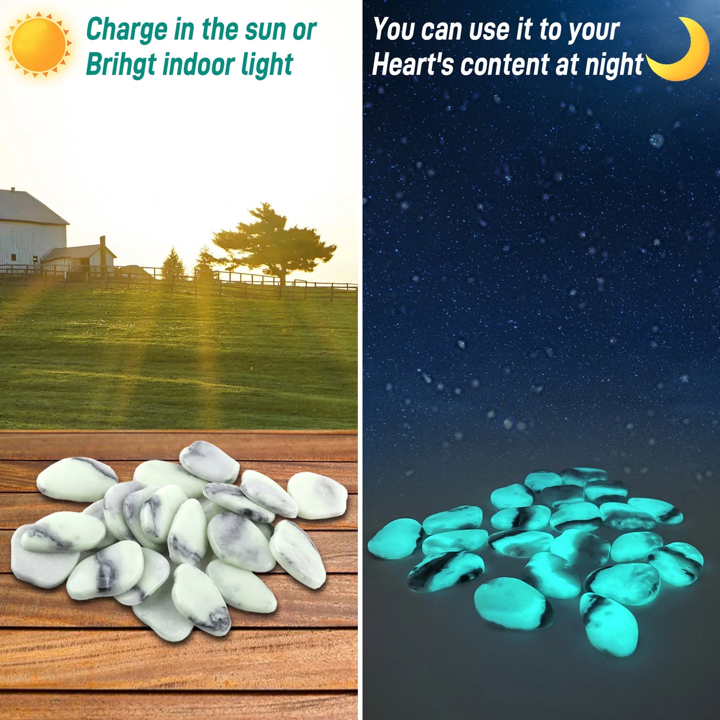 4.5LB Glowing Rocks For Outdoor Decor, Garden Lawn Yard, Aquarium, Walkway, Fish Tank, Pathway