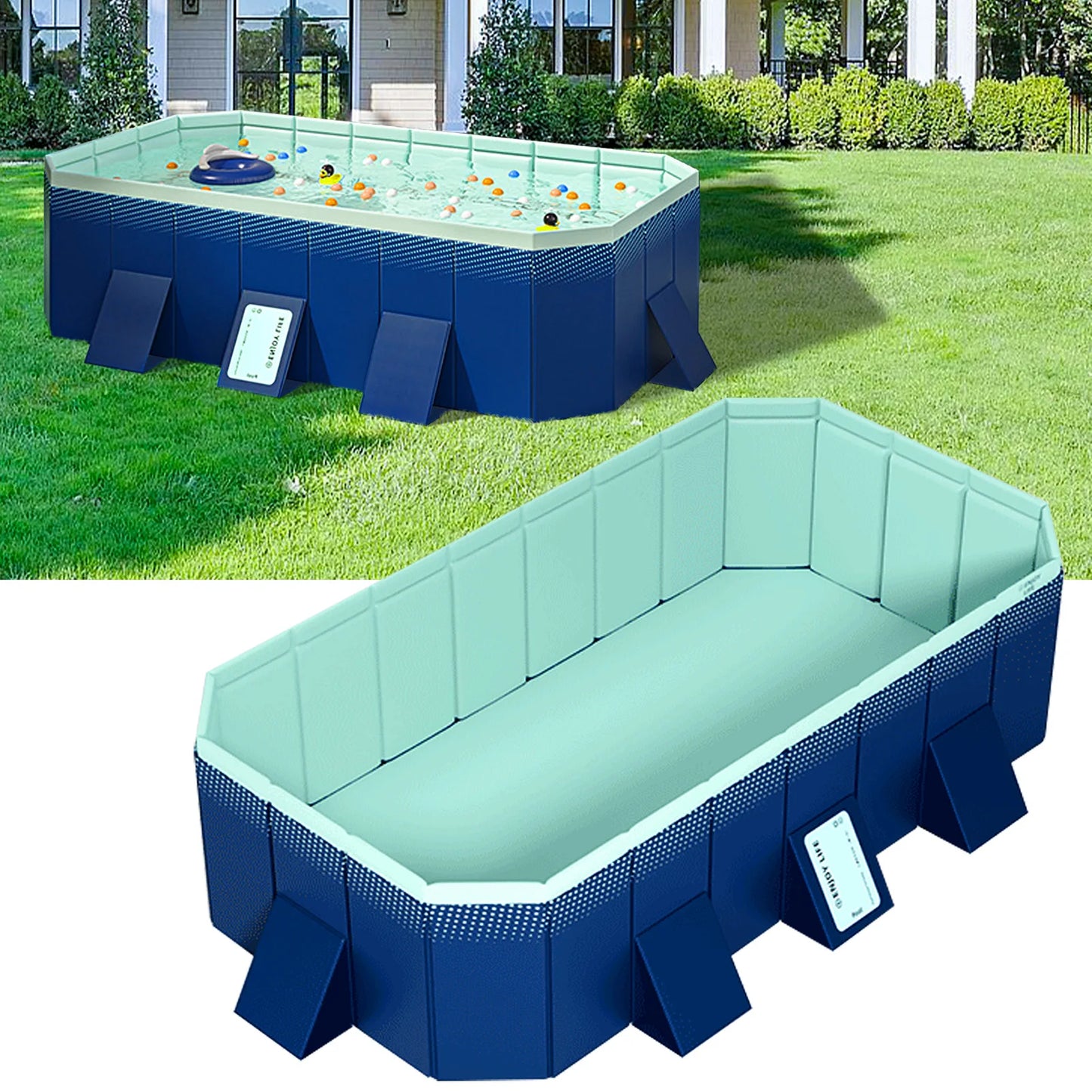Foldable Kids Pool - Collapsible PVC Swimming Pool with Quick Drain,No Inflation Needed for Indoor/Outdoor Water Play & Ball Pit