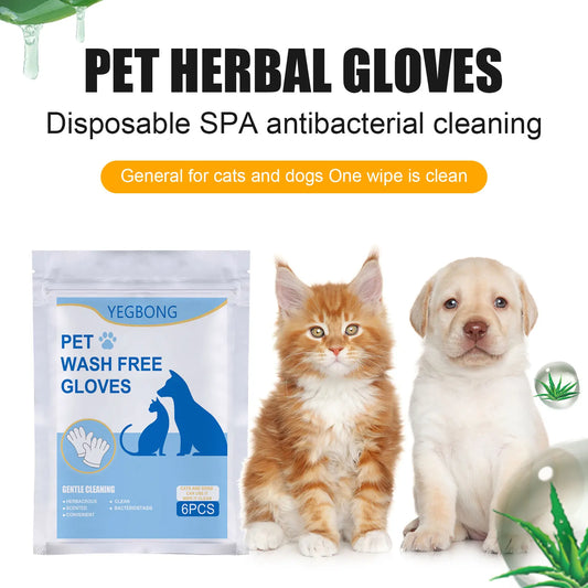 6Pcs/Pack Cat Dog Grooming Glove Pet Hair Deshedding Brush Comb Glove Disposable Pet Stain Remover Wipes Non-Woven Fabric Glove